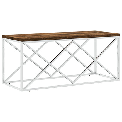 Mesa De Centro Acero Inoxidable Y Maciza Reciclada