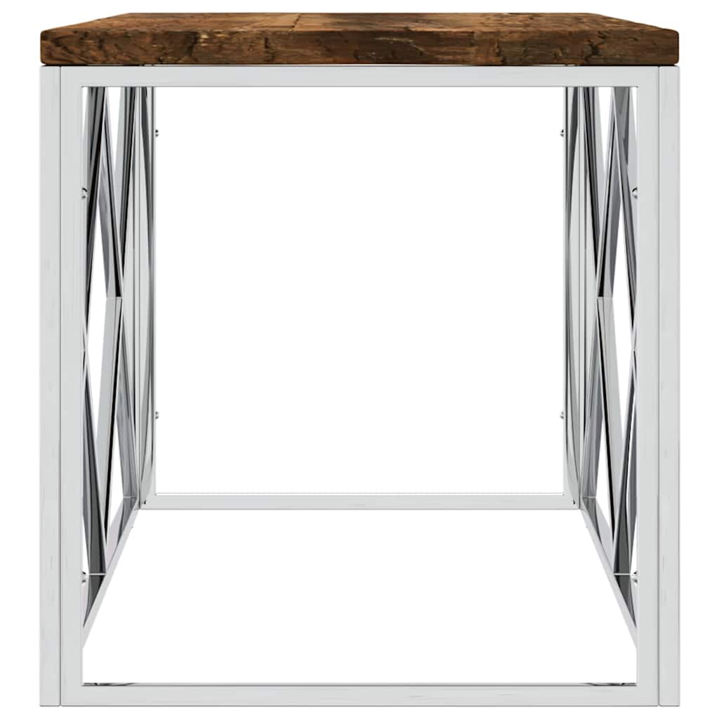 Mesa De Centro Acero Inoxidable Y Maciza Reciclada
