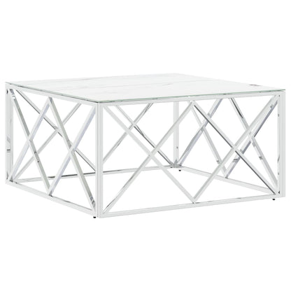 Mesa De Centro Acero Inoxidable Y Vidrio Plateado 80X80X40 Cm