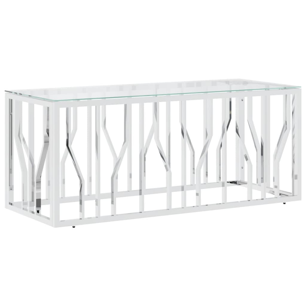 Mesa De Centro Acero Inoxidable Y Vidrio 110X45X45 Cm