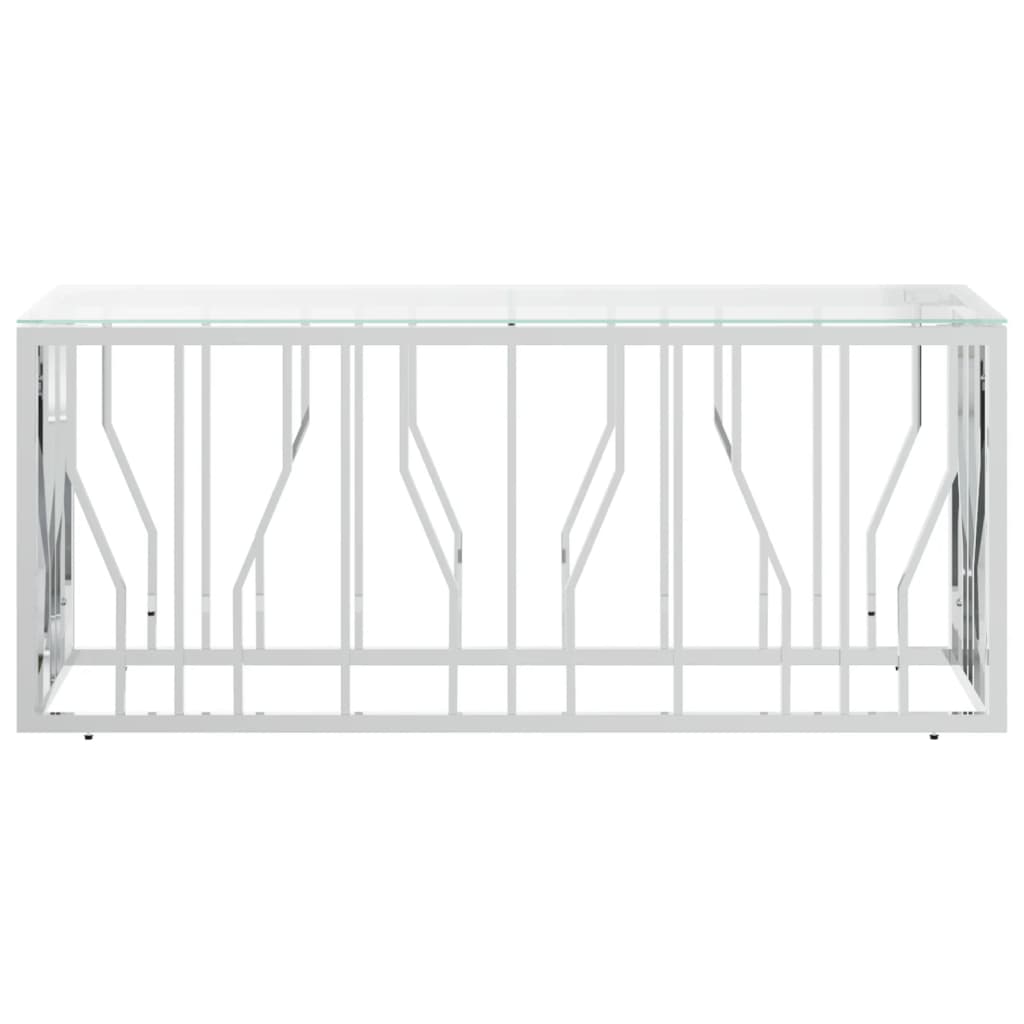 Mesa De Centro Acero Inoxidable Y Vidrio 110X45X45 Cm