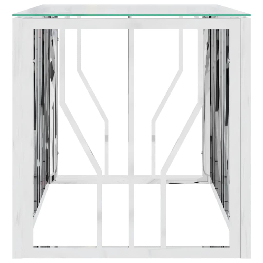 Mesa De Centro Acero Inoxidable Y Vidrio 110X45X45 Cm