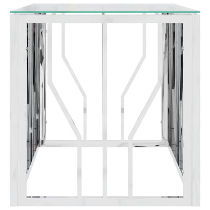 Mesa De Centro Acero Inoxidable Y Vidrio 110X45X45 Cm