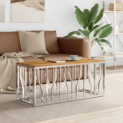 Mesa De Centro Acero Inoxidable Y Vidrio 110X45X45 Cm