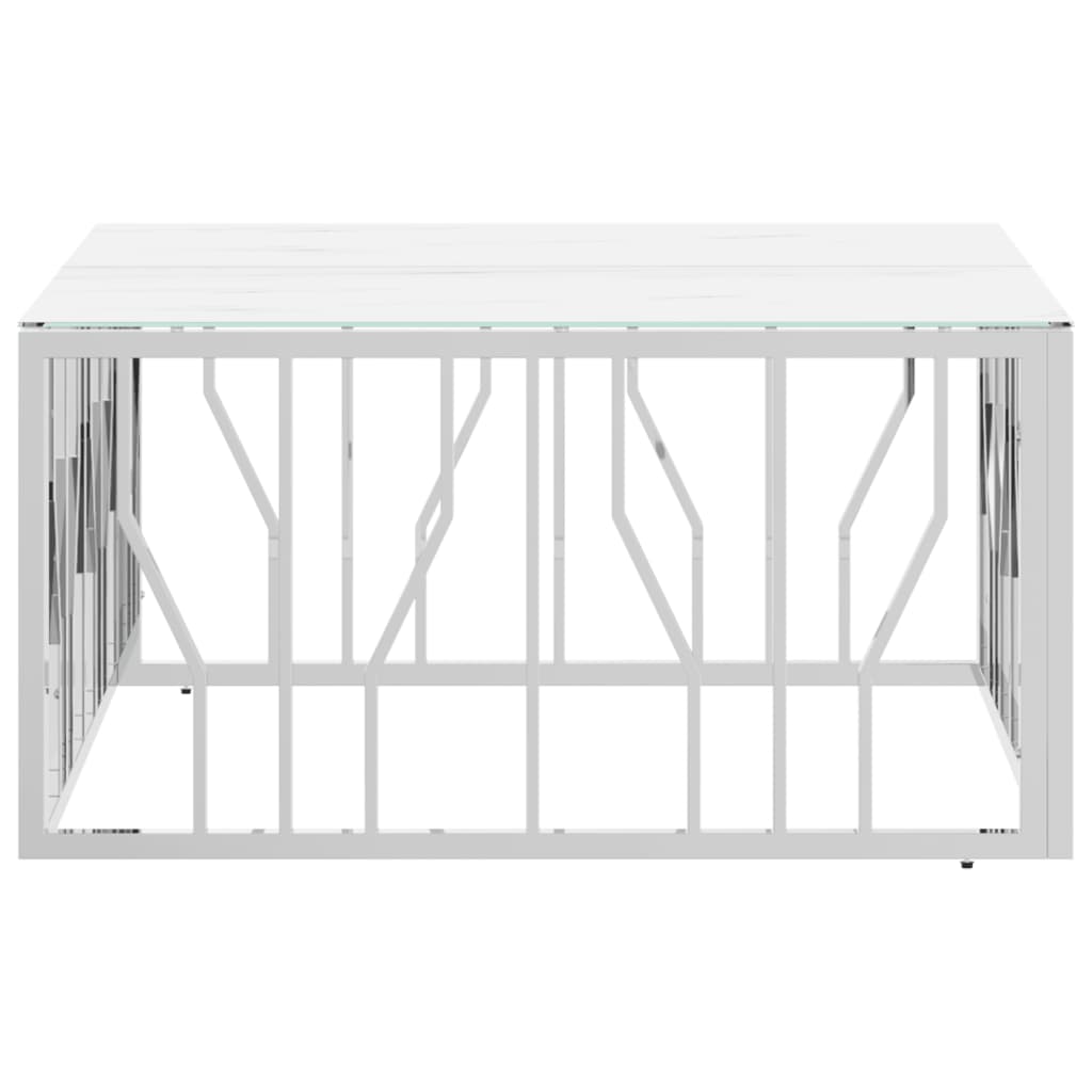 Mesa De Centro Acero Inoxidable Y Vidrio Plateado 80X80X40 Cm