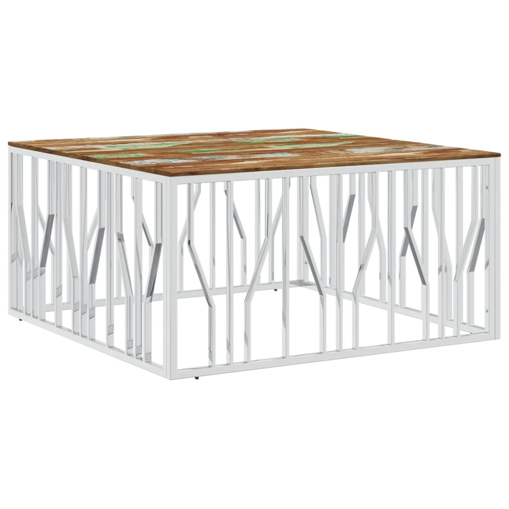 Mesa De Centro Acero Inoxidable Y Reciclada Plateado