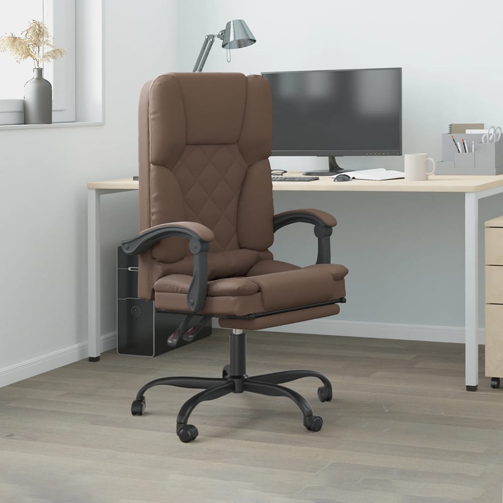 Silla De Oficina Reclinable Masaje Cuero Sintético Color