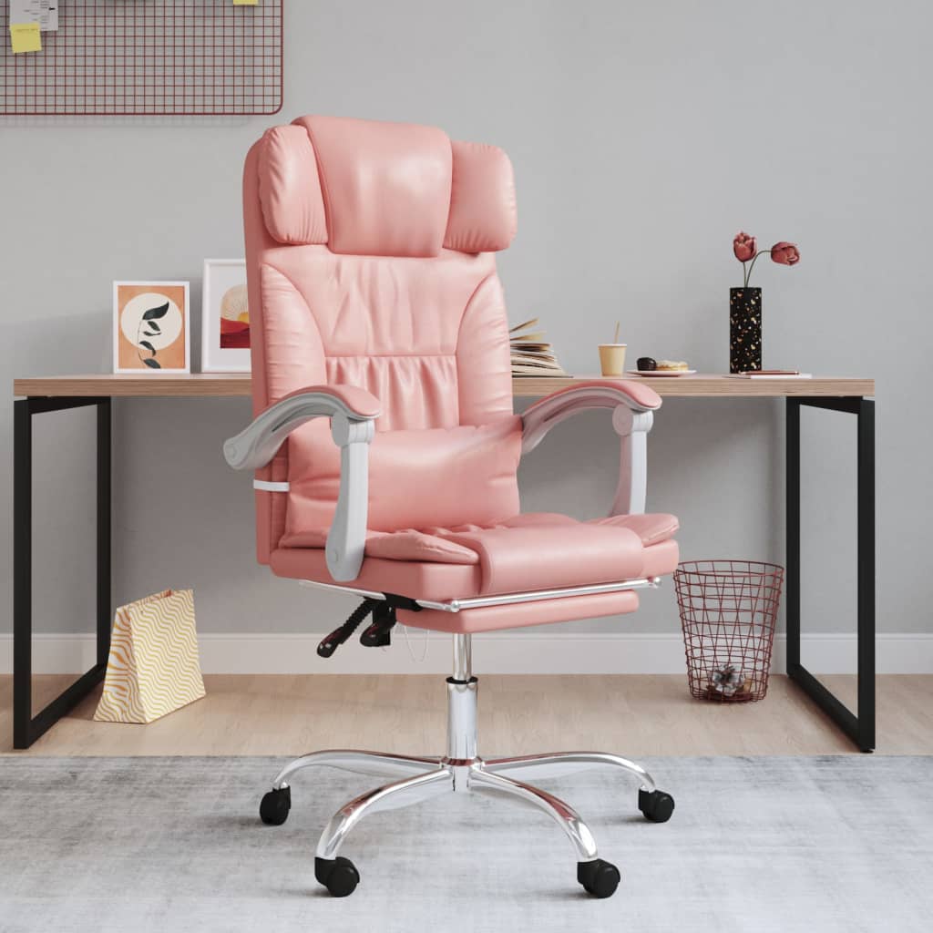 Silla De Oficina Reclinable Masaje Cuero Sintético Color