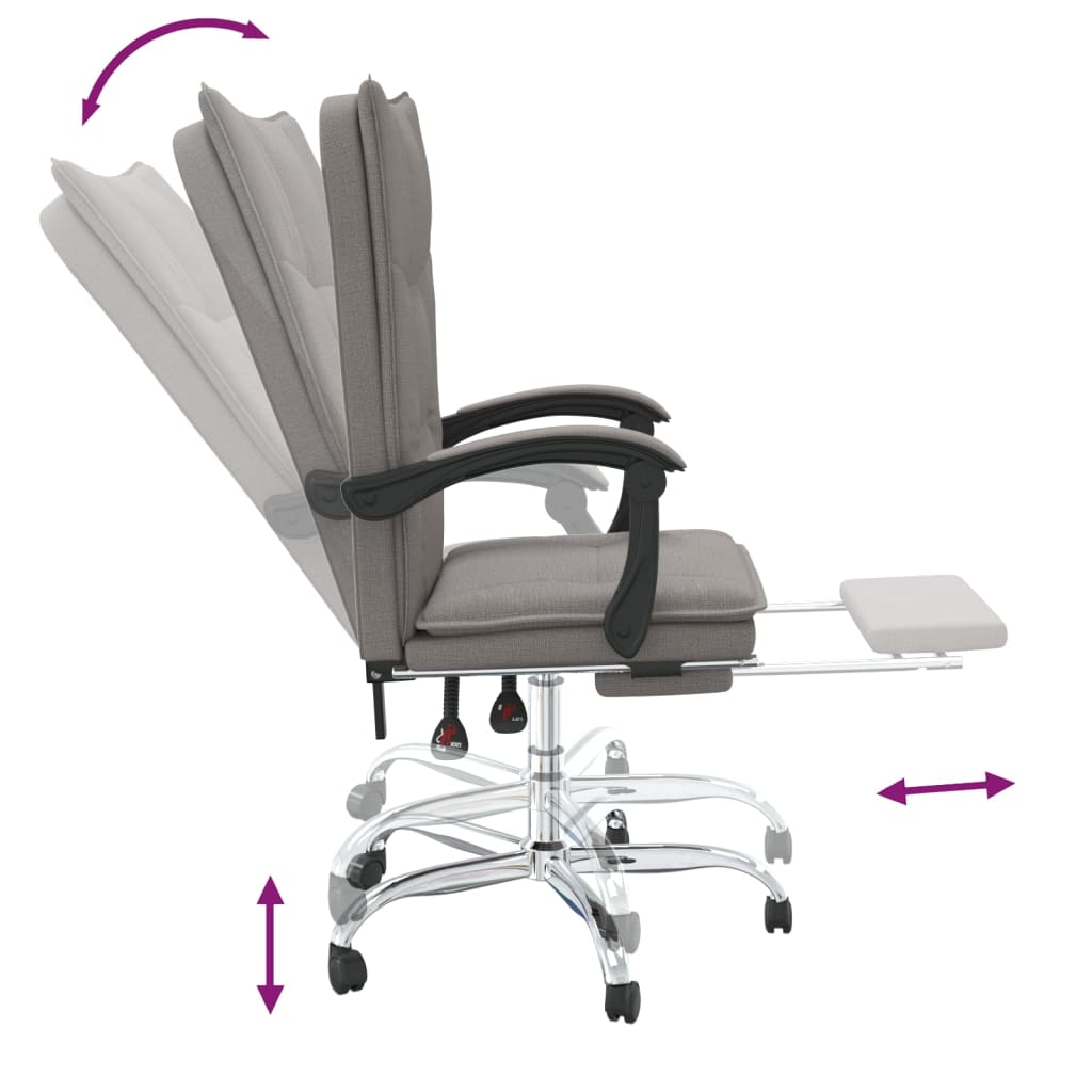 Silla De Oficina Reclinable De Tela Gris
