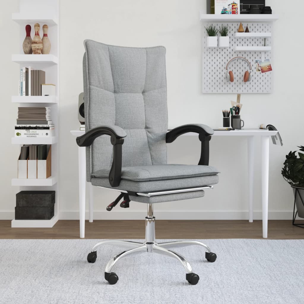 Silla De Oficina Reclinable De Tela Gris