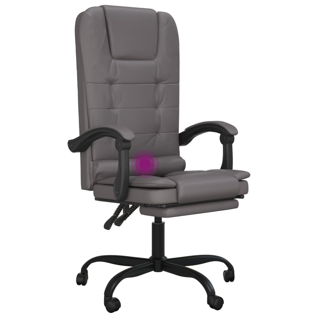 Sillón De Oficina Reclinable Con Masaje, De Piel Sintética