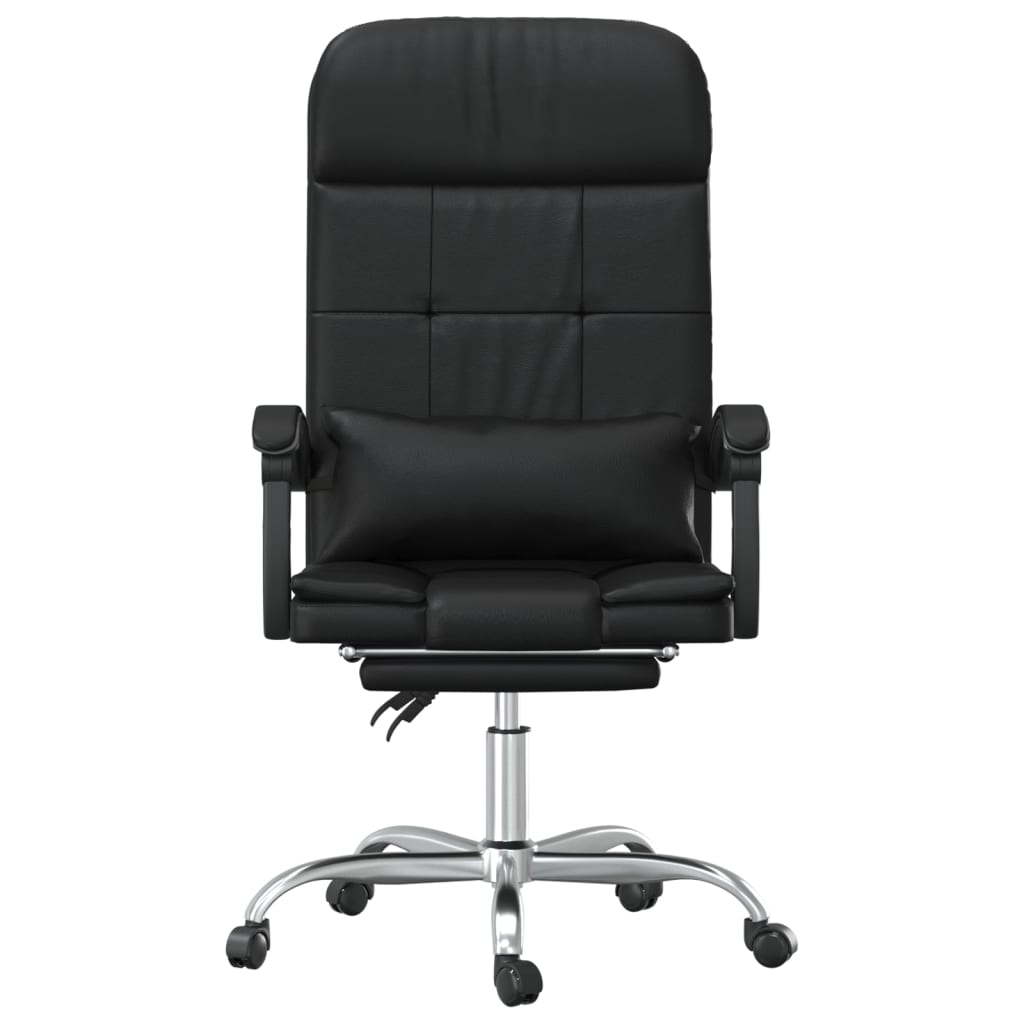 Sillón De Oficina Reclinable Con Masaje, De Piel Sintética Negra