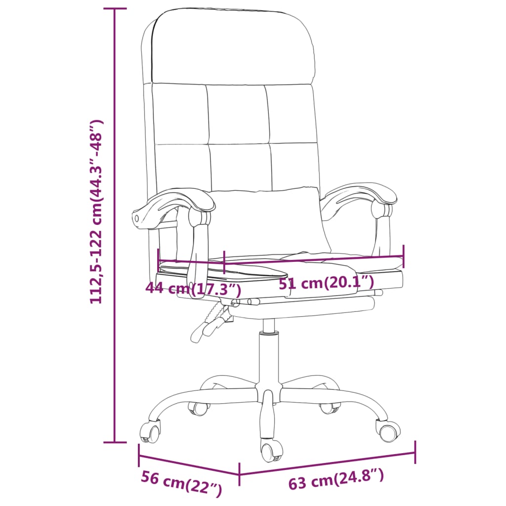 Sillón De Oficina Reclinable Con Masaje, De Piel Sintética Negra