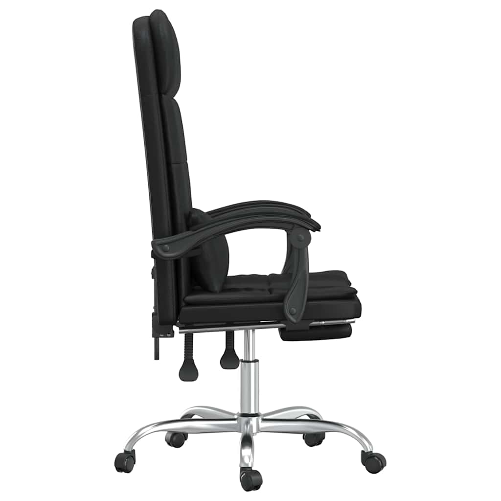 Sillón De Oficina Reclinable Con Masaje, De Piel Sintética Negra