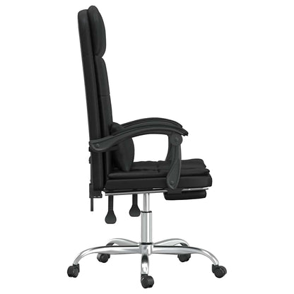 Sillón De Oficina Reclinable Con Masaje, De Piel Sintética Negra