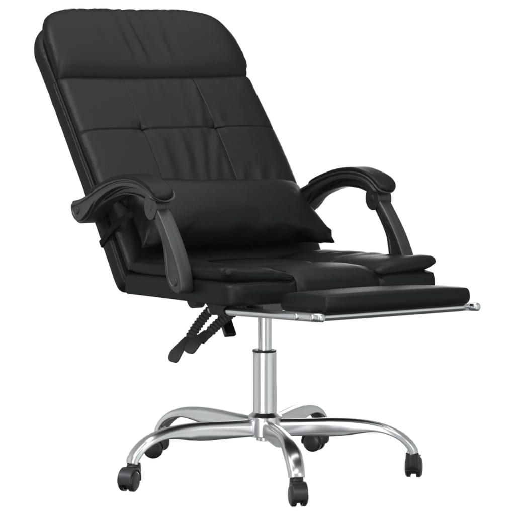 Sillón De Oficina Reclinable Con Masaje, De Piel Sintética Negra