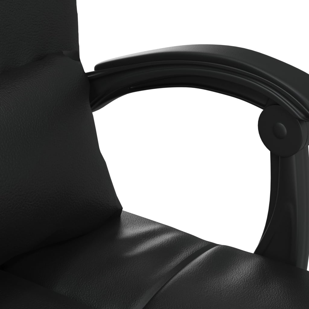 Sillón De Oficina Reclinable Con Masaje, De Piel Sintética Negra