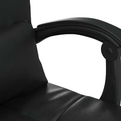 Sillón De Oficina Reclinable Con Masaje, De Piel Sintética Negra