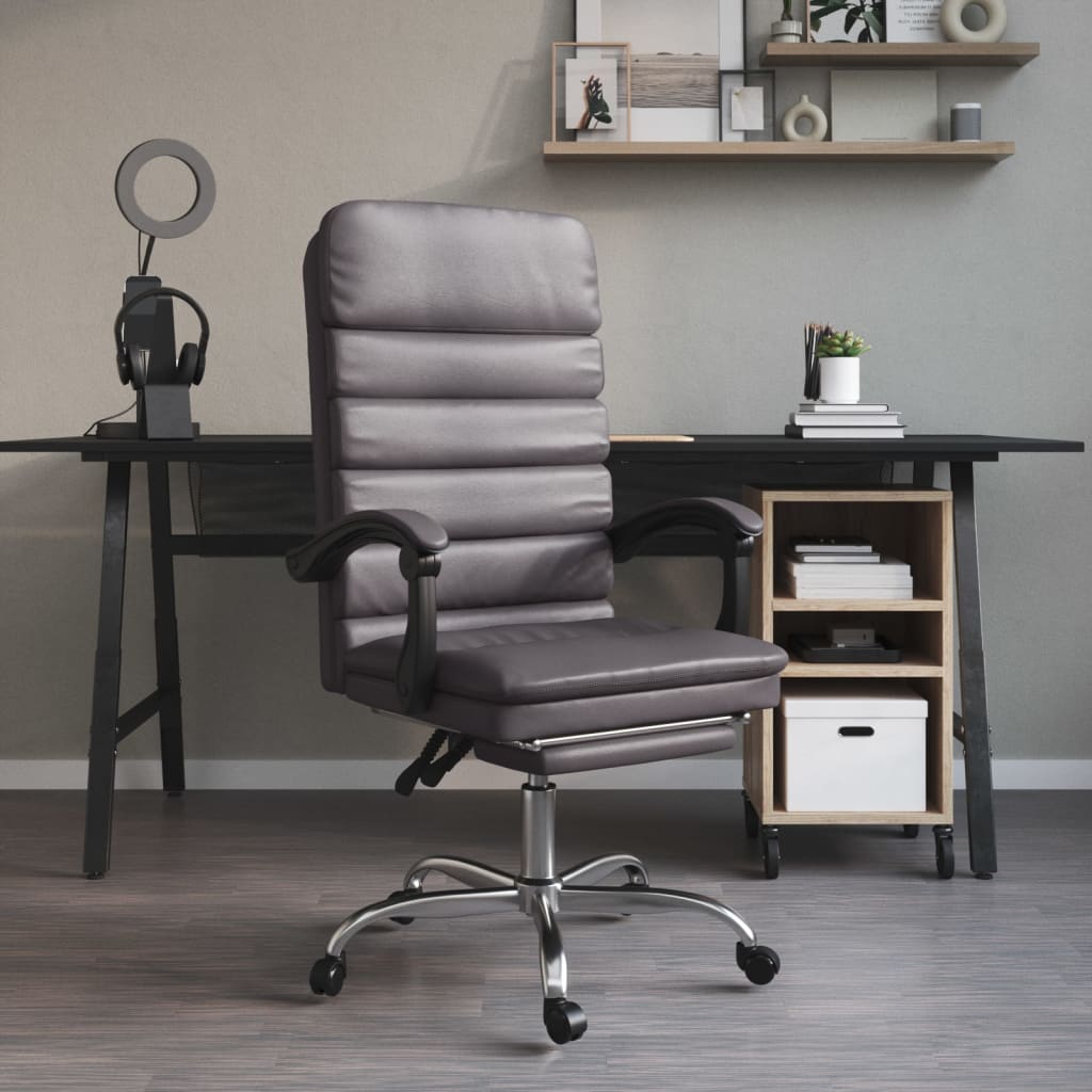 Sillón De Oficina Reclinable Con Masaje, De Piel Sintética