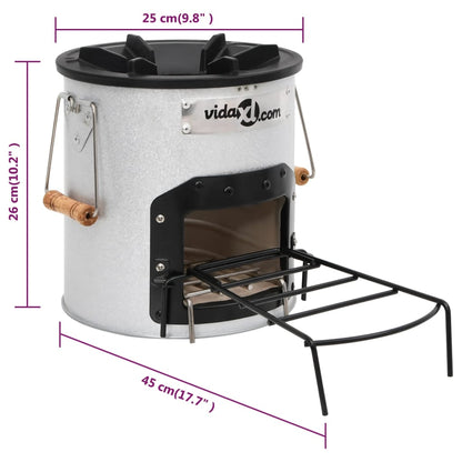 Hornillo De Leña Para Camping Acero Plateado 45X25X26 Cm