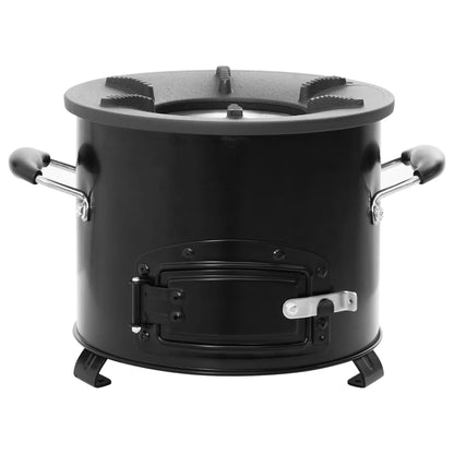 Cocina De Leña Para Camping Metal Negro 36X26X22,5 Cm