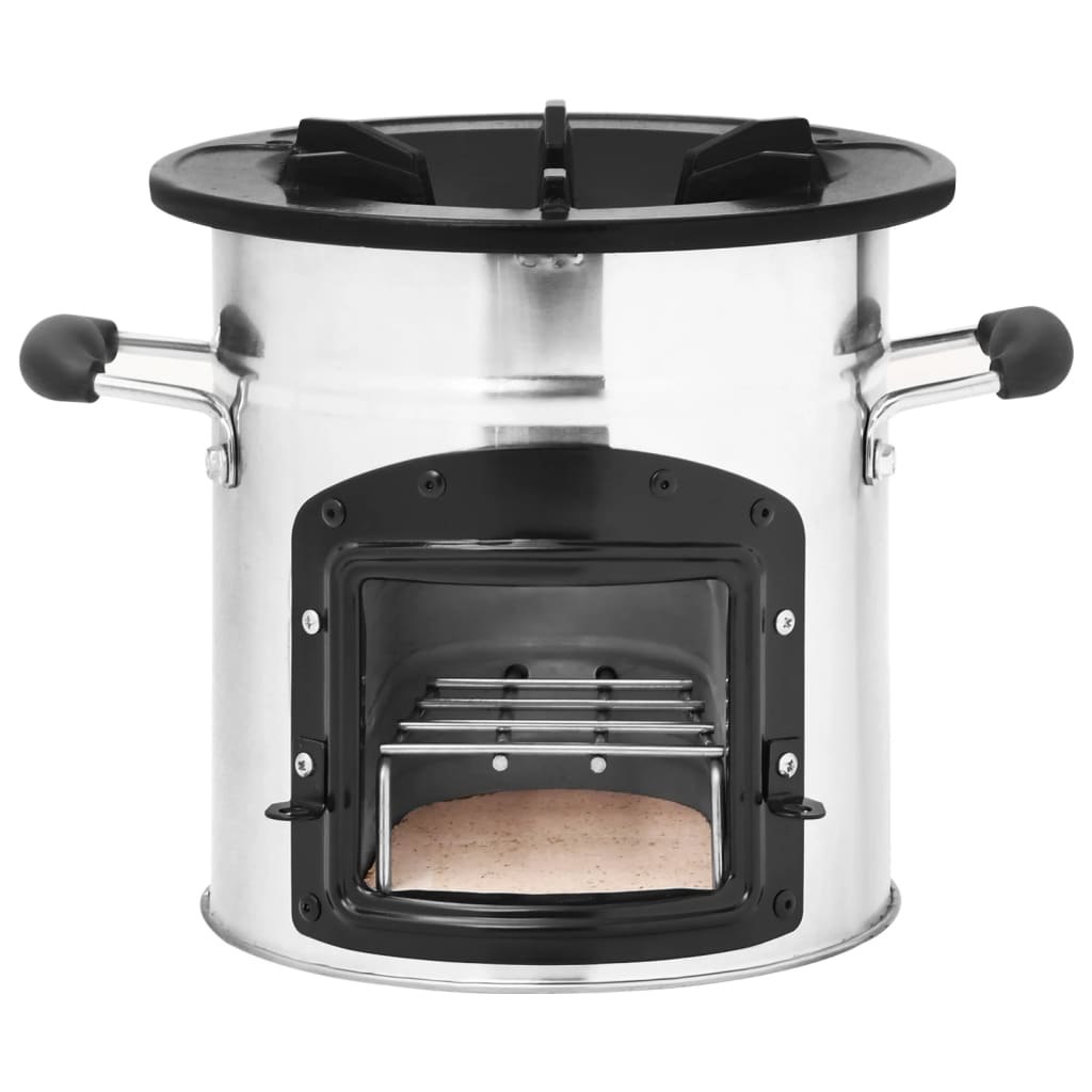 Cocina Leña Camping Acero Inoxidable Plateado 45,5X33X25,5 Cm