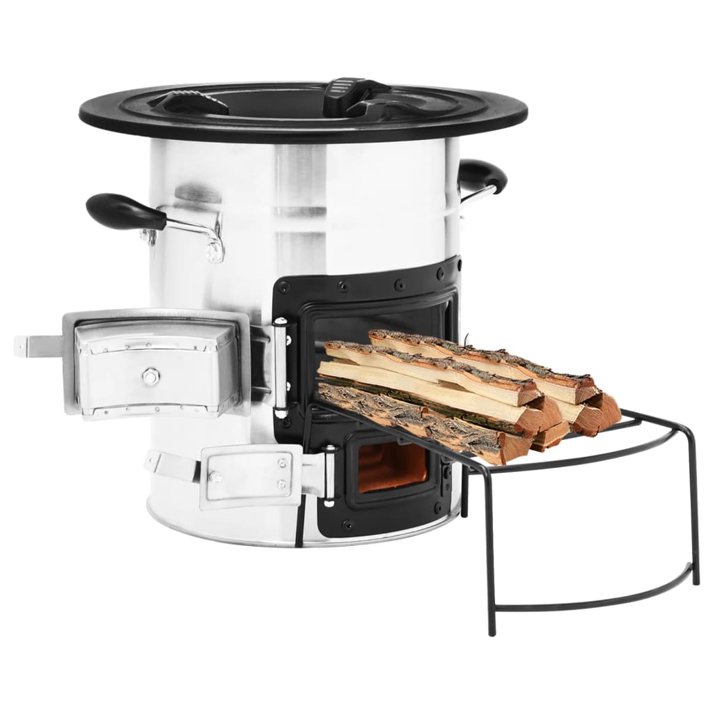 Cocina Leña Camping Acero Inoxidable 51,5X35X30,5 Cm