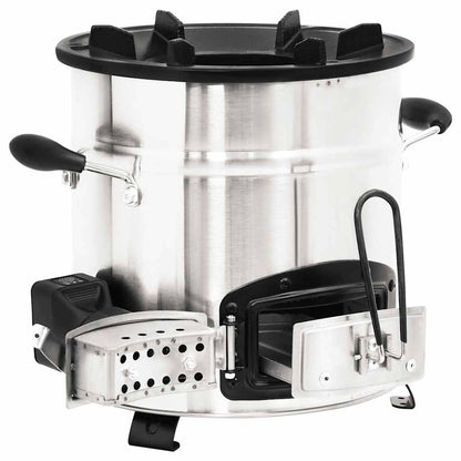 Cocina Leña Ventilador Usb Acero Inoxidable Plata 35,5X26X28 Cm