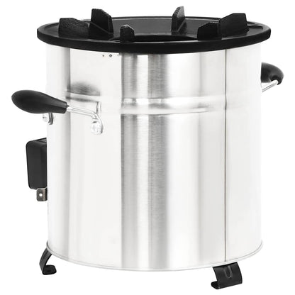 Cocina Leña Ventilador Usb Acero Inoxidable Plata 35,5X26X28 Cm