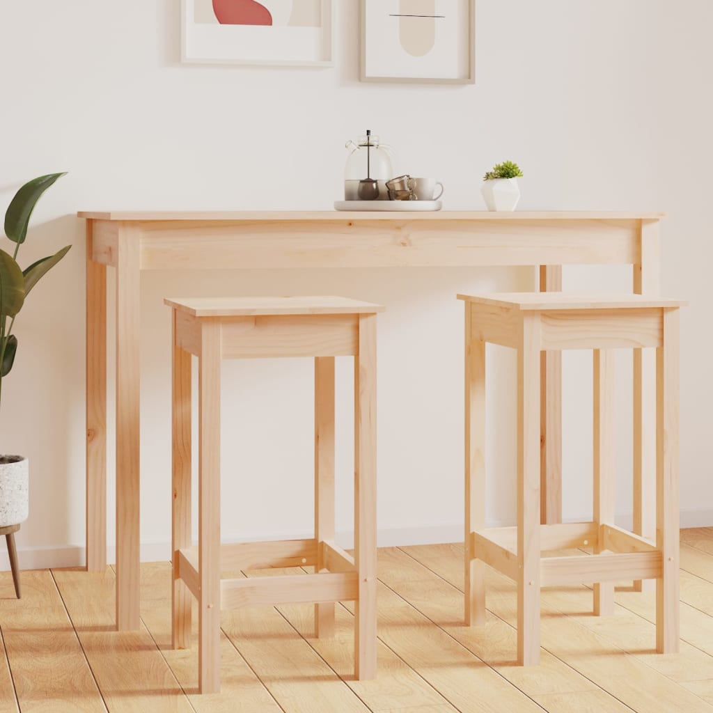 Taburetes Altos 2 Uds Madera Maciza De Pino 40X41,5X112 Cm