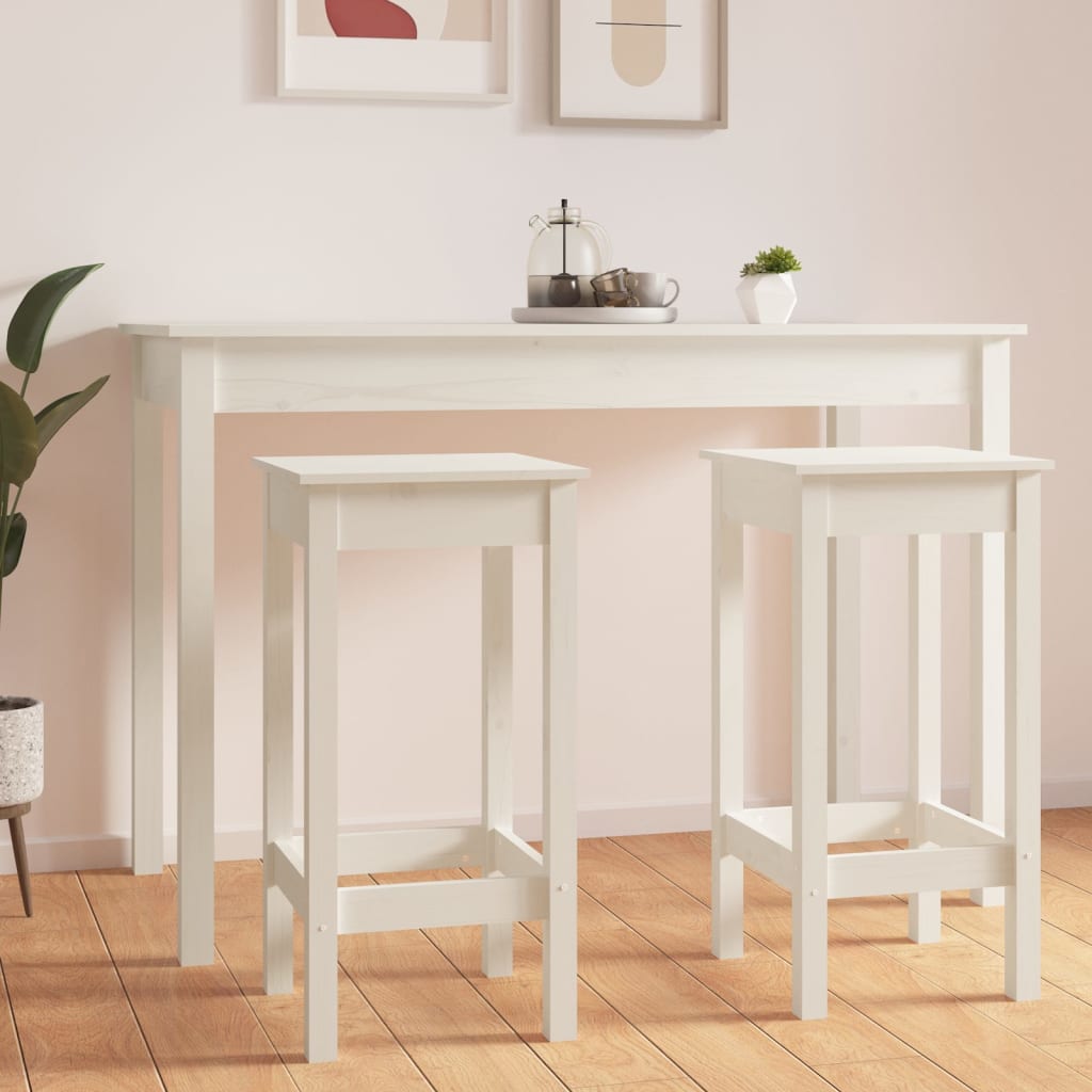 Taburetes Altos 2 Uds Madera Maciza De Pino 40X41,5X112 Cm