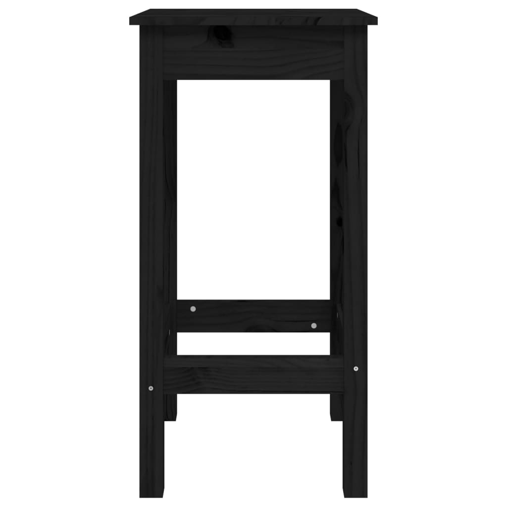 Taburetes Altos 2 Uds Madera Maciza De Pino Negro 40X40X78 Cm