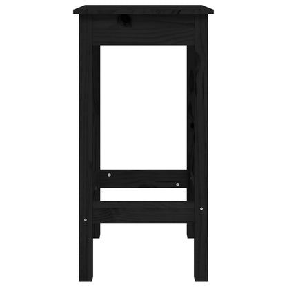 Taburetes Altos 2 Uds Madera Maciza De Pino Negro 40X40X78 Cm