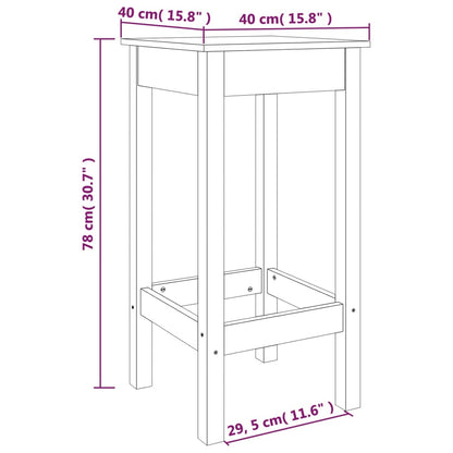 Taburetes Altos 2 Uds Madera Maciza De Pino Negro 40X40X78 Cm