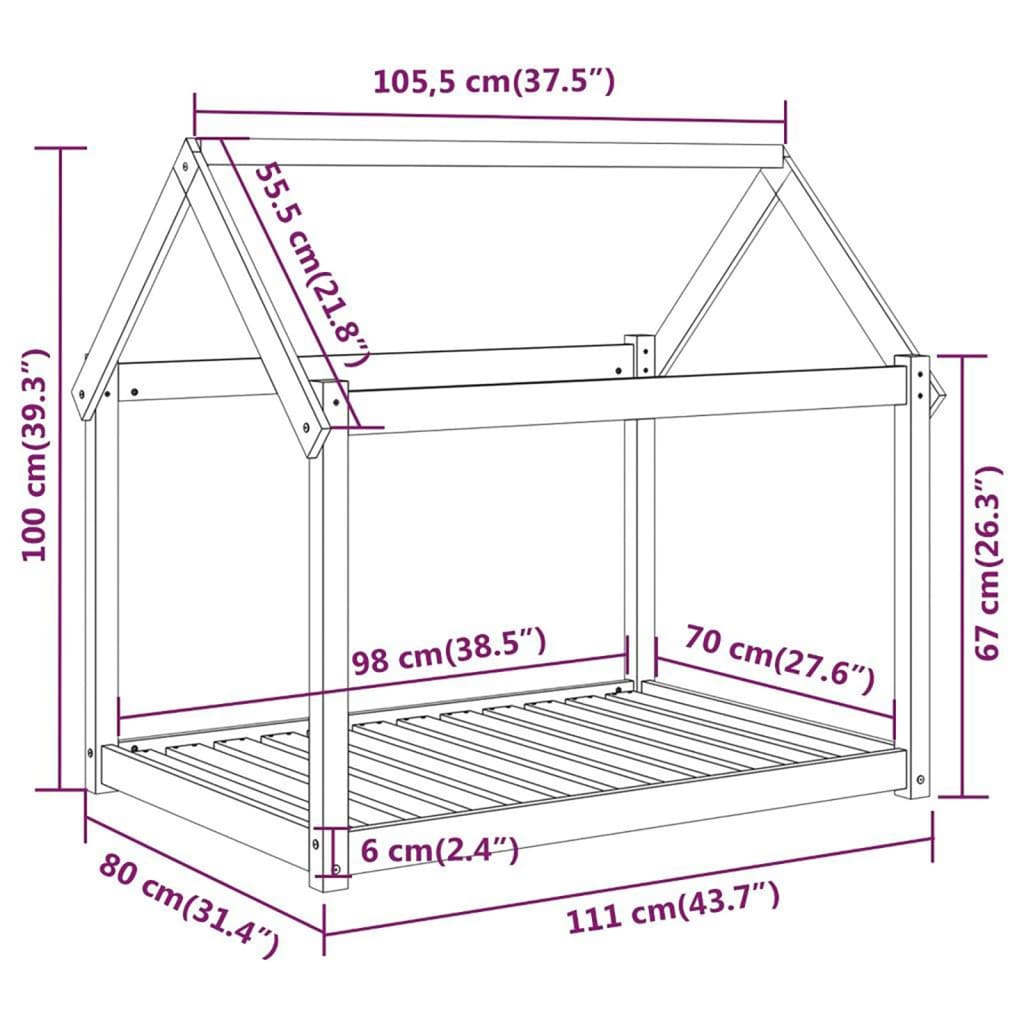 Cama Para Perros Madera Maciza De Pino