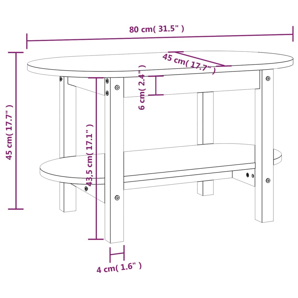 Mesa De Centro De Madera Maciza De Pino