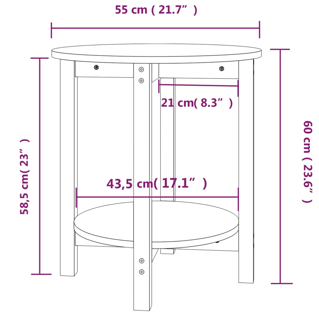 Mesa De Centro De Madera Maciza De Pino Ø55X60 Cm