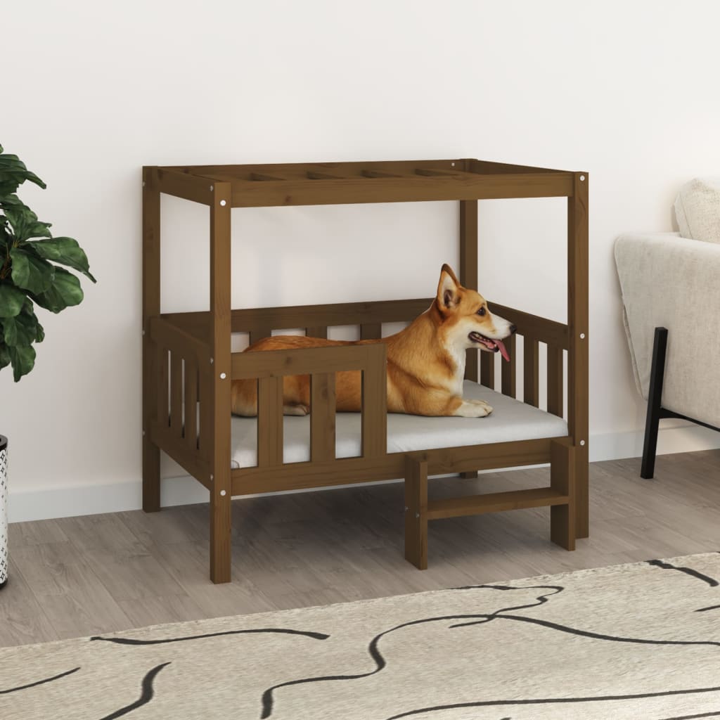 Cama Para Perros Madera Maciza De Pino 95,5X73,5X900 Cm
