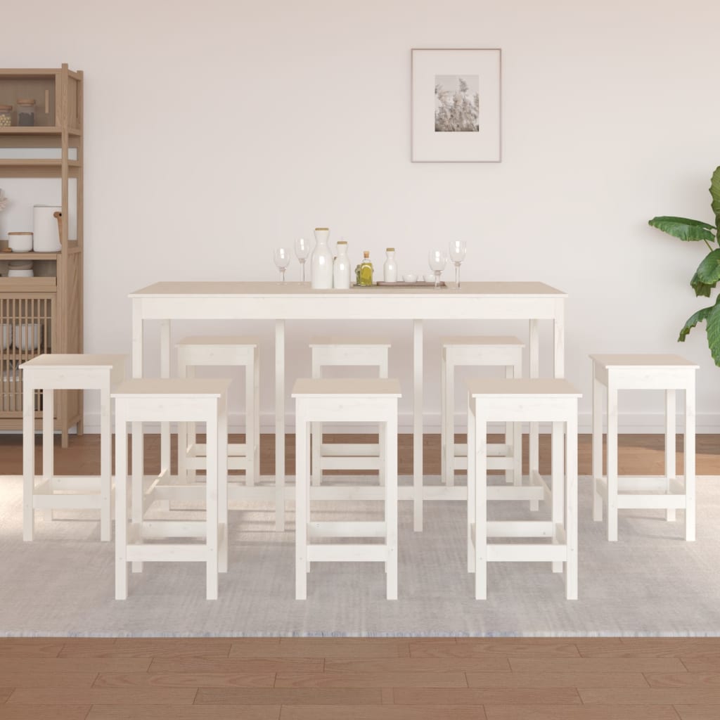 Set De Bar 9 Piezas Madera Maciza De Pino