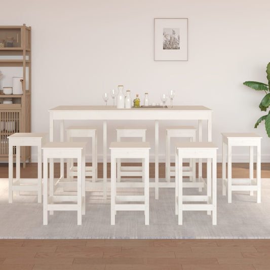 Set De Bar 9 Piezas Madera Maciza De Pino