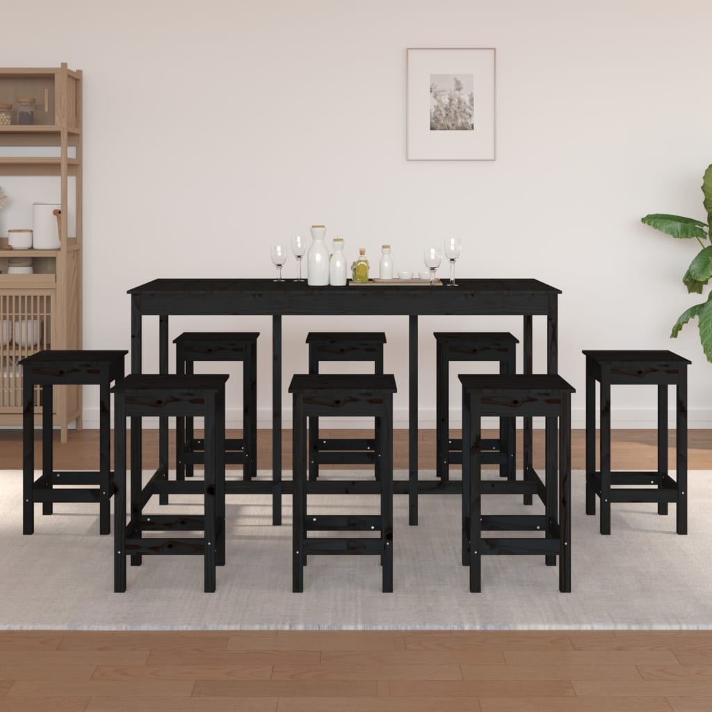 Set De Bar 9 Piezas Madera Maciza De Pino