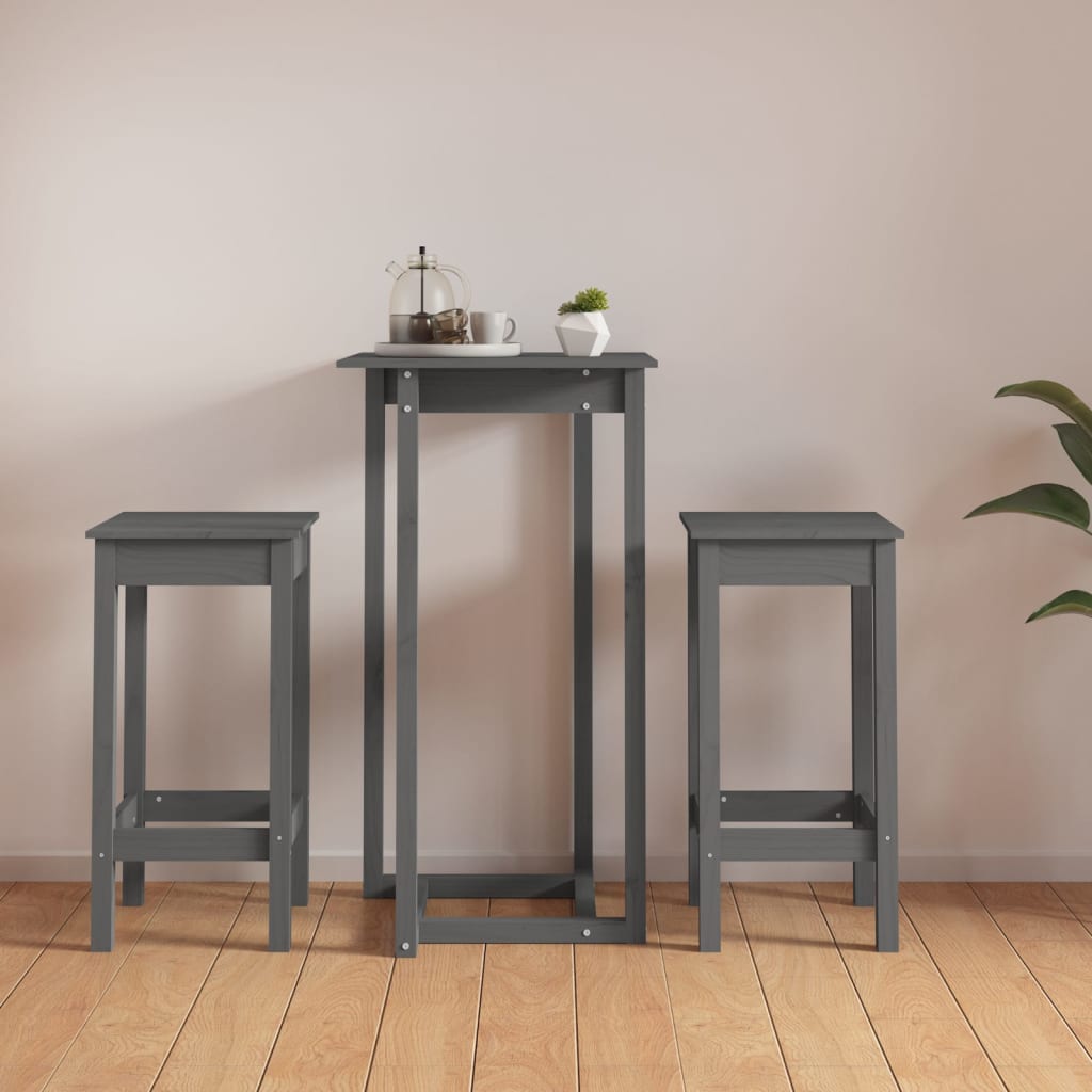 Set De Bar 3 Piezas Madera Maciza De Pino