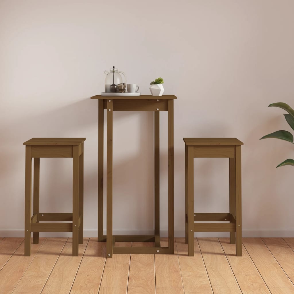 Set De Bar 3 Piezas Madera Maciza De Pino