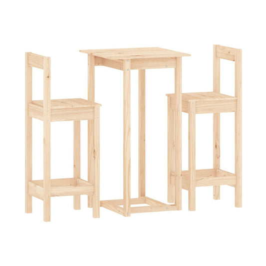 Set De Bar 3 Piezas Madera Maciza De Pino