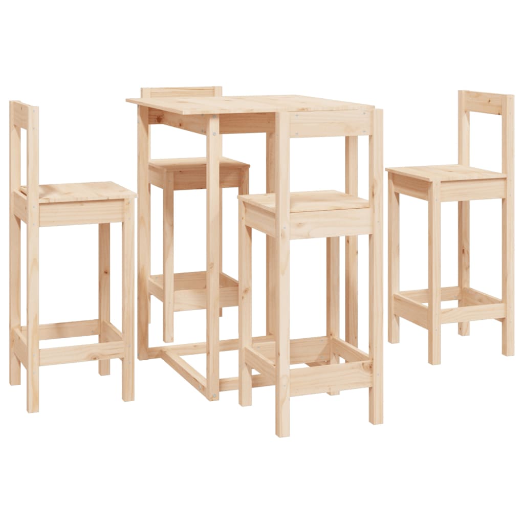 Set De Bar 5 Piezas Madera Maciza De Pino