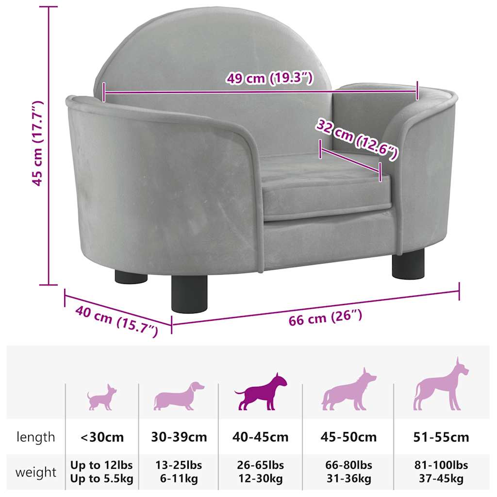 Cama Para Perros De Terciopelo 66X40X45 Cm