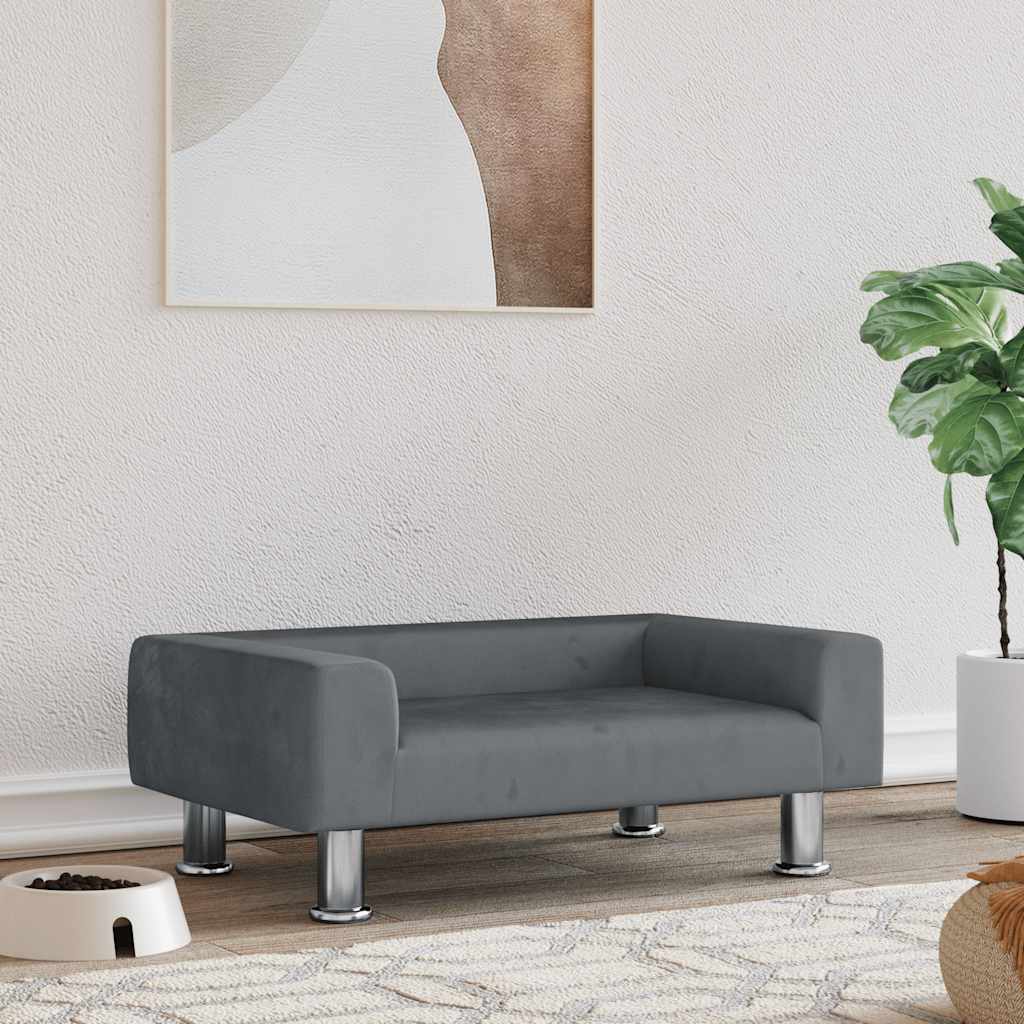 Cama Para Perros De Terciopelo Negra 70X45X26,5 Cm