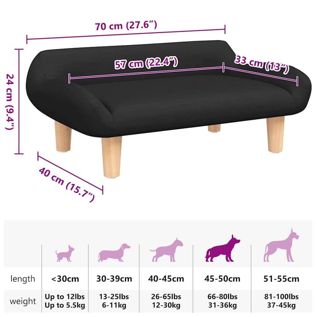 Cama Para Perros De Negra 70X40X24 Cm
