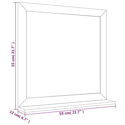 Espejo De Pared Madera Maciza Nogal 55X55 Cm