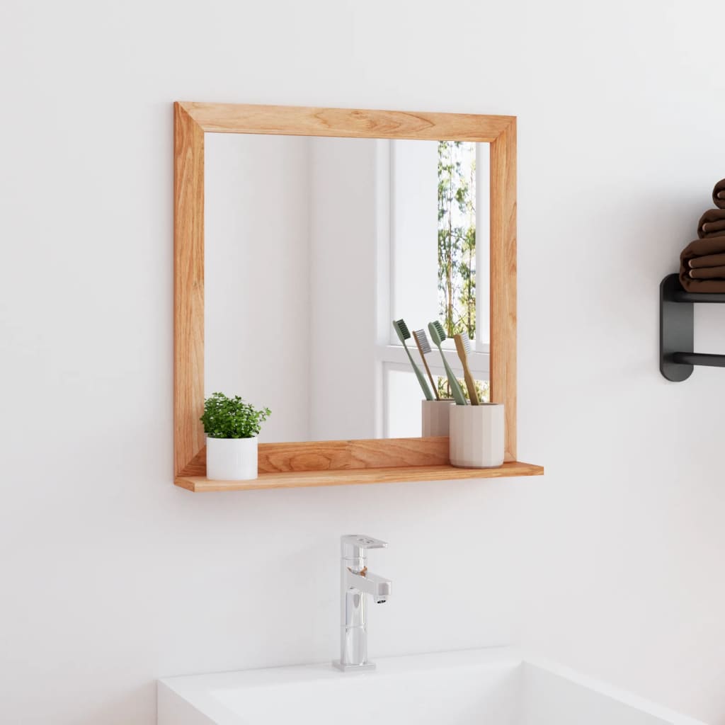 Espejo De Pared Madera Maciza Nogal 55X55 Cm